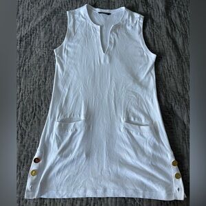 Ralph Lauren White Sleeveless Dress Gold Buttons Pockets SEE NOTE Spare Parts